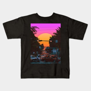 Vaporwave Sunset III (Miami Vice) Kids T-Shirt